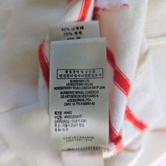 AUTH Burberry Striped Sweater Embroidered Logo Cotton Cashmere Blend Size XS/S - Picture 8 of 9